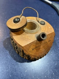 Vintage Live Edge Holz Tintenfass mit Glaseinsatz & Stifthalter, Conneaut Lake PA - Bild 1 von 7