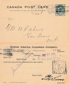 Canada GORE BAY ON Squared Circle Receiver QV 1c Leaf PC 1900 Small 0 Unlisted - Picture 1 of 2