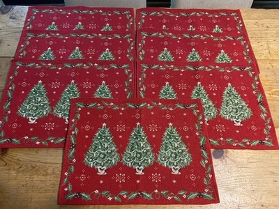 批量 7 件 圣诞树 挂毯 Placemats 红色和绿色 13 x 17 英寸 — 第 1/4 张图片