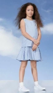 Victoria Beckham for Target girls M Med blue gingham drop waist sleeveless dress - Picture 1 of 6