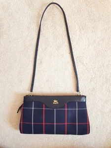 Burberry Vintage Damen Marine & Rot House Check Haymarket Baumwolle Schultertasche - Bild 1 von 11