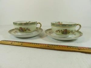 2 Noritake Alicia 35762 Tassen 6 Unzen Untertassen 5 1/2 Zoll 1920er GETRAGENE UNTERE GRIFFE - Bild 1 von 9