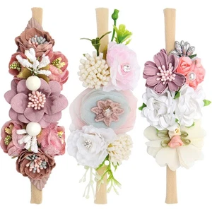 3 Stück Säugling Stirnbänder Baby Blume Stirnbänder Baby Mädchen Kleinkind Haarschmuck - Bild 1 von 12