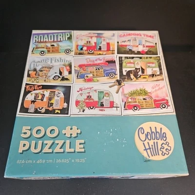 Cobble Hill Puzzle Vtg Retro Style Road Trip Camping Time 500 Piece Complete  - Image 1 of 4