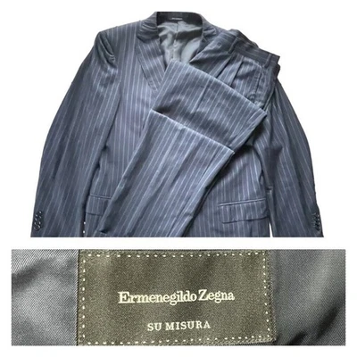 Traje Ermenegildo Zegna Hombre 44 L Azul Marino Trofeo 600 Lana Seda 2 piezas Pantalones 35x33 Moderno Foto 1 de 4