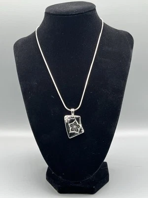 Lia Sophia Black Enamel Flower Pendant Necklace - Image 1 of 4