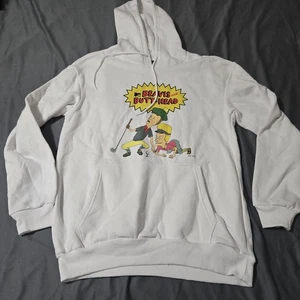 Beavis And Butthead Hoodie Mens Large White Golf MTV Graphic Novelty Retro 90s - Picture 1 of 5