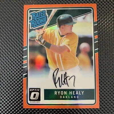 RYON HEALY 2017 DONRUSS OPTIC RATED ROOKIE ORANGE PRIZM AUTO #/99 -AJ3053- - Image 1 of 3