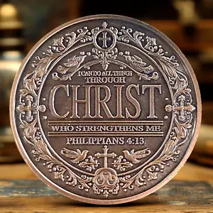 Knights Templar Challenge Coin Philippians 4:13 Verse Christian Cross Faith Coin - Picture 1 of 16