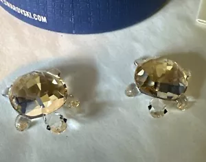 2 Vtg Swarovski Baby Tortoises Amber Turtles 1130268 Set NIB - Picture 1 of 4