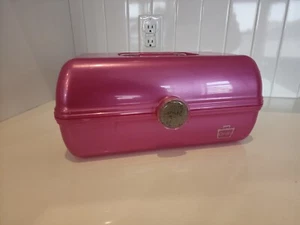 Vintage Caboodles Makeup Case Pink 80s Expandable Mirror Handle - Picture 1 of 8
