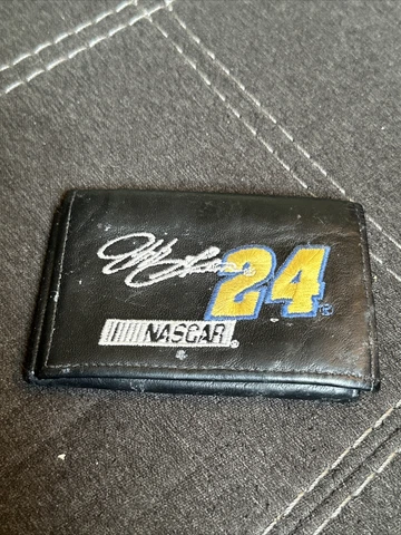 Jeff Gordon 24 Nascar Black Leather Tri-fold Wallet Vintage 1993 Made In The USA Cover