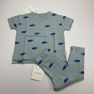 Tiny Cottons T-shirt w/ pants Kids 2Y/3Y/4Y/8Y Blue Clouds Pima Cotton NWT - Picture 1 of 9