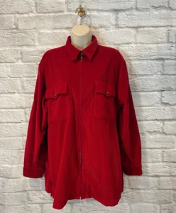 Chaqueta Camisa Lauren Ralph Lauren Para Mujer Roja Pana Cremallera Completa Talla L - Imagen 1 de 8
