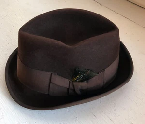 Vintage Wormser Royal Luxury Midas Men's Chocolate Brown Fedora Hat Size 6 7/8 ? - Picture 1 of 11