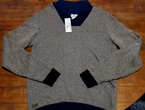 Lacoste Shawl Neck Wool Cashmere Navy & White Fleck Sweater Men's Size XS - Picture 1 of 5