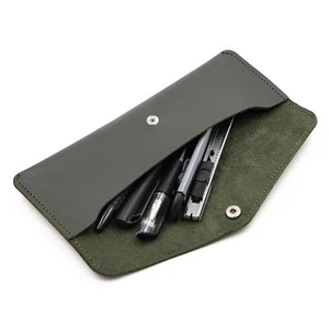 PU Leather Pencil Case Pencil Pouch Portable Slim Small Stationery Bag - Picture 1 of 16