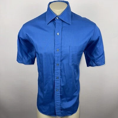 Camisa de Vestir Vintage Años 60 Mr Jordan Rat Pack Madmen Azul Atómico MCM Mod XL Para Hombres 17 Foto 1 de 4