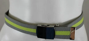 BOYS MONSOON ACCESORIZE GREY & LIME STRIPE WOVEN BELT WITH SILVER COL CATCH BNWT - Picture 1 of 1