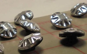 12 Vintage Medium Czech Glass Shank Button Silver Square Center Design 3/4" 17mm - Picture 1 of 12