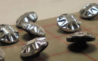 12 Vintage Medium Czech Glass Shank Button Silver Square Center Design 3/4" 17mm - Image 1 of 4