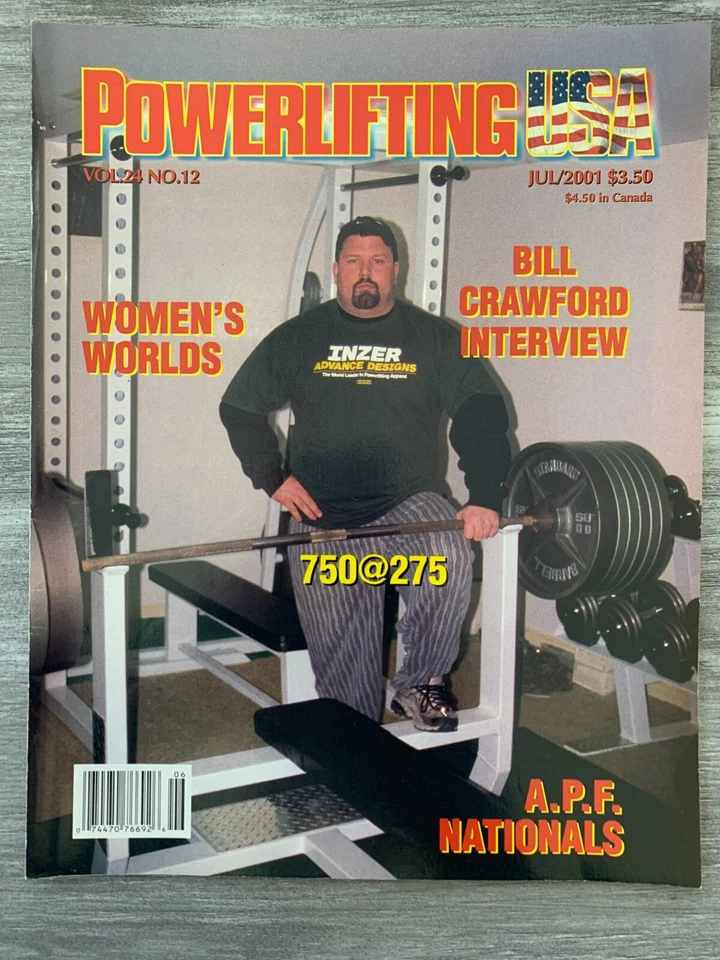 2001 July POWERLIFTING USA Magazine v.24 #12 FN+ 6.5 Bill Crawford Interview - Image 1 of 3