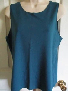 SZ PL Eileen Fisher Turquoise Jewel Neck Viscose Jersey Cami Shell Tank NWT - Picture 1 of 1