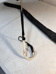 Vintage Black Parasol Umbrella wooden & Celluloid Handle 35” W/ Tassle - Picture 1 of 8