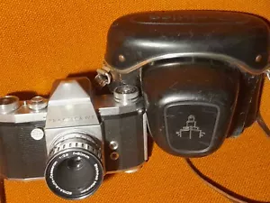 Praktica IV F Spiegelreflexkamera + Ledertasche + EDIXA Auto Cassron 2,8 50 DDR - Bild 1 von 24