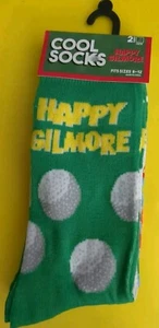 New HAPPY GILMORE Crew Socks 2 Pairs Shoe Size Men's 8-12 Green/Blue Cool Socks - Picture 1 of 3