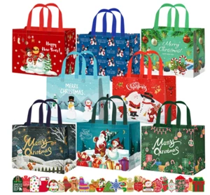 8 Pack Large Reusable Christmas Gift Bags with Handles & 24 Tags, Free Shipping. - Picture 1 of 9