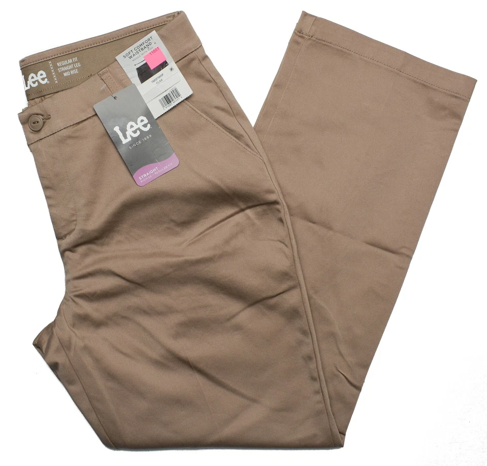 Lee Womens Comfort Waist Woven Straight Leg Pants Size 8M