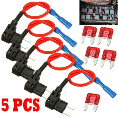 5X Add A Circuit ATO ATC Mini Blade Fuse Taps Splice Holder Piggy Back Fuse Tap - image 1 of 4