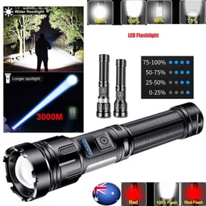 1500000 Lumen Super Bright Flashlight Zoom Rechargeable Torch Lamp Hunting Light - Picture 1 of 17