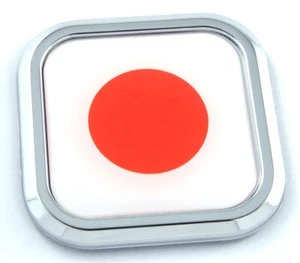Japan Flag Square Chrome rim Emblem Car 3D Decal Badge Hood Bumper sticker 2" - Imagen 1 de 8