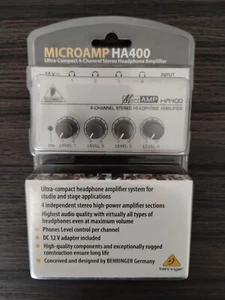 MICROAMP HA400 BEHRINGER ULTRA-COMPACT 4-CHANNEL STEREO HEADPHONE AMPLIFIER - Picture 1 of 2