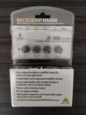 MICROAMP HA400 BEHRINGER ULTRA-COMPACT 4-CHANNEL STEREO HEADPHONE AMPLIFIER - Image 1 of 2