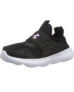Under Armour Girls Sneakers 6.5Y Runplay Slip On Black Running Shoes Black Purpl - Picture 1 of 8