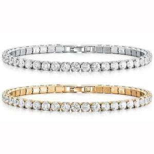 Womens Tennis Bracelets Crystal Cubic Zirconia Roman Jewellery band Gold Silver - Picture 1 of 10