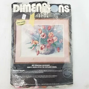 Vintage 1986 Dimensions Cross Stitch SPRING TULIPS Kit #3614 16" x 12" - Bild 1 von 4