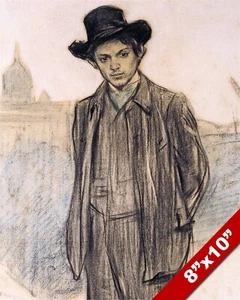 PORTRAIT OF YOUNG PABLO PICASSO BY RAMON CASAS PAINTING ART REAL CANVAS PRINT - Picture 1 of 5