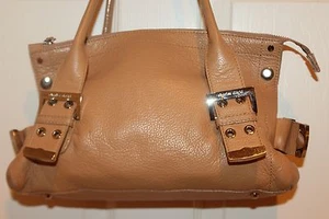 CHARLES DAVID Camel Tan Bebbled Buckle Leather Satchel Shoulder Bag - Picture 1 of 7