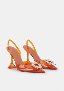 AMINA MUADDI Begum Glass 95 PVC Cristallo Slingback Sandali Tacchi Scarpe $1220 - Foto 1 di 24