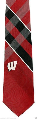 Corbata para hombre Wisconsin Badgers logotipo universitario regalo corbata roja a cuadros Foto 1 de 3