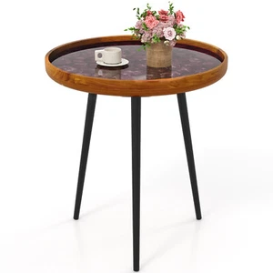 20" Round End Table Mid-century Modern Coffee Table with Sea Shell Decoration - Picture 1 of 10