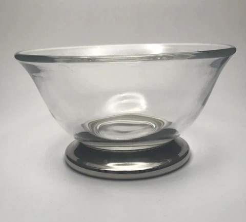 Shimo Silversmith Clear Glass and Silver Nut Bowl- Nice Mid century Piece Cover