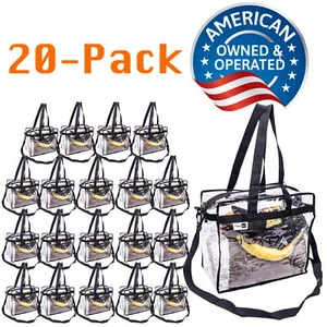 20 Clear Transparent Tote Bags PVC Zipper Stadium Approved Sports Handbag Purse - Picture 1 of 9