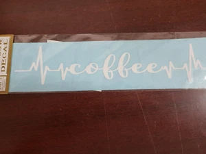 COFFEE script Window Decal Bumper Sticker Sign Heart Beat Pulse Chart 10L x 2 - Picture 1 of 1