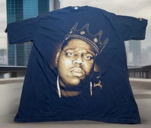 2005 Brooklyn Mint The Notorious B.I.G. Sequin Crown Print T-Shirt Made USA 4XL - Picture 1 of 11