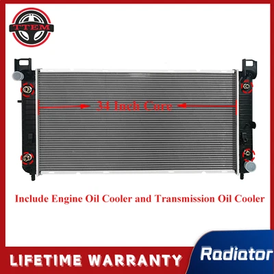 34" Radiator For Chevy Silverado 1500 2500 Suburban Tahoe 4.8 5.3 6.0L AT CU2370 - Image 1 of 4